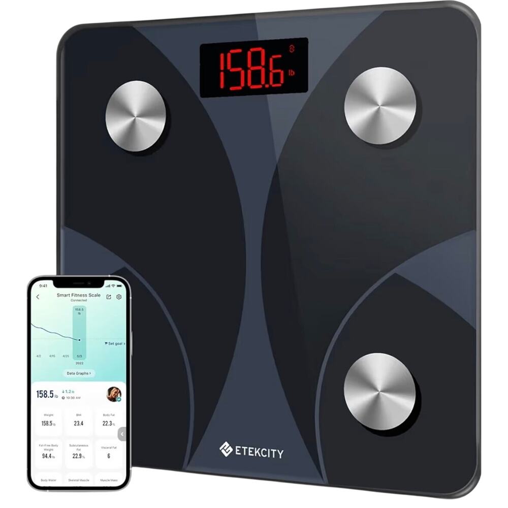 Etekcity Fit 8S Smart Fitness Scale Digital Bathroom Body Weight Fat BMI Black